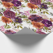 Pruim en gember bloemmotief cadeaupapier (Hoek)