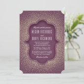 Pruim en Gouden Glitter Vintage Bruiloft Kaart (Staand voorkant)