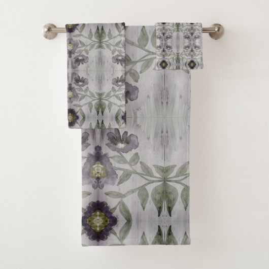 Pruim en groen gebloemd bad handdoek (Insitu)