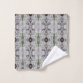 Pruim en groen gebloemd bad handdoek (Wasdoekje)