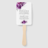 Pruim en marine waterverf bloemen bruiloftsprogram handwaaier (Voorkant)