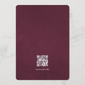 Pruim en marineblauwe bloemencode met QR-code RSVP Kaart (Achterkant)