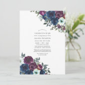 Pruim en marineblauwe bloemencollectie van levensf kaart (Staand voorkant)