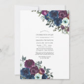 Pruim en marineblauwe bloemencollectie van levensv kaart (Voorkant)