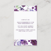 Pruim en paars paarse bloemen stijlvol en elegant visitekaartje (Achterkant)