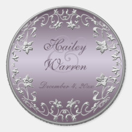 Pruim en Pewter 1,5"Diameter Ronde Sticker