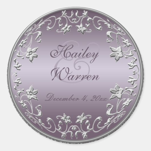 Pruim en Pewter 1,5"Diameter Ronde Sticker (Voorkant)