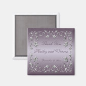Pruim en Pewter Bloemen Bruiloft Favor Magnet (Voorkant / Achterkant)