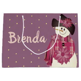 Pruim en roze sneeuwpop groot cadeauzakje