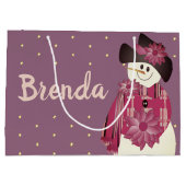 Pruim en roze sneeuwpop groot cadeauzakje (Achterkant)