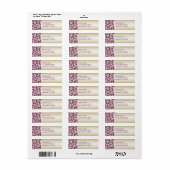 pruim en Taupe Damask Retouradres Label (Full Sheet)