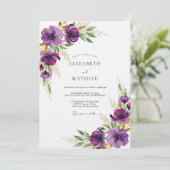 Pruim Ethische Bloemen Bruiloft Kaart (Staand voorkant)
