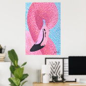 Pruim Flamingo Groot Lettertype - Just Dahl Poster (Thuiskantoor)