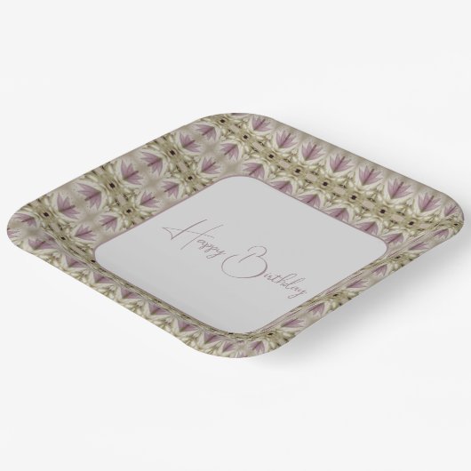 Pruim floraal met beige papieren bordje (Gebogen)