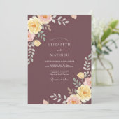 Pruim Gele Ranunculus Eucalyptus Bruiloft Kaart (Staand voorkant)