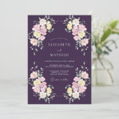 Pruim Gele Wilde Bloemen Bruiloft Kaart (Staand voorkant)