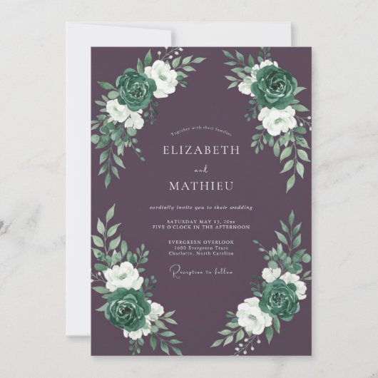 Pruim Goddelijke Winter Bruiloft Kaart (Voorkant)