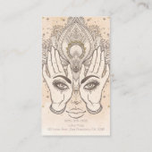 Pruim & Goud Boho Lotus Bloem Schoonheid Visitekaartje (Achterkant)