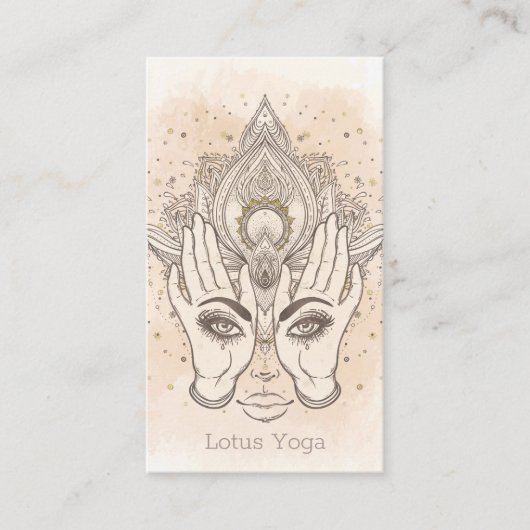 Pruim & Goud Boho Lotus Bloem Schoonheid Visitekaartje (Voorkant)