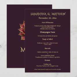 Pruim Goud Huwelijksmenu Elegante Portretkaart Menu