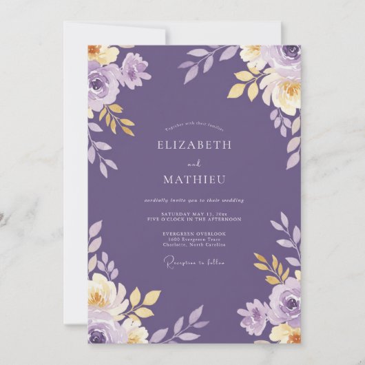 Pruim Goud Loof Eucalyptus Bruiloft Kaart (Voorkant)