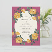 Pruim Goud Ranunculus Eucalyptus Bruiloft Kaart (Staand voorkant)