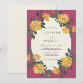 Pruim Goud Ranunculus Eucalyptus Bruiloft Kaart (Voorkant / Achterkant)