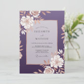 Pruim Goud Ranunculus Zachte Eucalyptus Bruiloft Kaart (Staand voorkant)