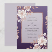 Pruim Goud Ranunculus Zachte Eucalyptus Bruiloft Kaart (Voorkant / Achterkant)