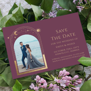 Pruim Goud Zon Maan Sterren Trouwfoto Save The Date