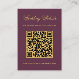 Pruim Gouden Trouwwebsite QR-code Wijnkleur Informatiekaartje