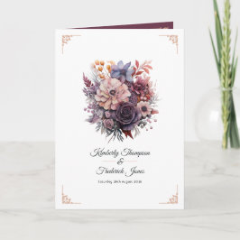 Pruim, Grijs, Koper en Stof Roos Bloemige Bruiloft Programma
