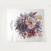 Pruim, Grijs, Koper en Stof Roos Bloemige Trouw Wandkleed (Voorkant (horizontaal))