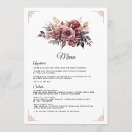 Pruim, Grijs, Koper en Stof Roos Bloemige Trouwfee Menu