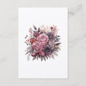Pruim, Grijs, Koper en Stoffig Roos Bloemenbruilof Informatiekaartje (Achterkant)