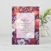 Pruim, grijs, koper en stoffig Roos Bloemenbruilof Kaart (Staand voorkant)
