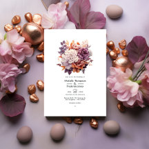 Pruim, Grijs, Koper en Stoffig Roos Bloemenbruilof