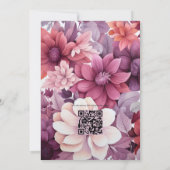 Pruim, Grijs, Koper en Stoffig Roos Bloemenbruilof Kaart (Achterkant)