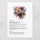 Pruim, Grijs, Koper en Stoffig Roos Bloemenbruilof Menu (Achterkant)