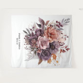 Pruim, Grijs, Koper en Stoffig Roos Bloemenbruilof Wandkleed (Voorkant (horizontaal))