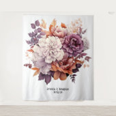 Pruim, grijs, koper en stoffige roze bloemenbruilo wandkleed (Voorkant)