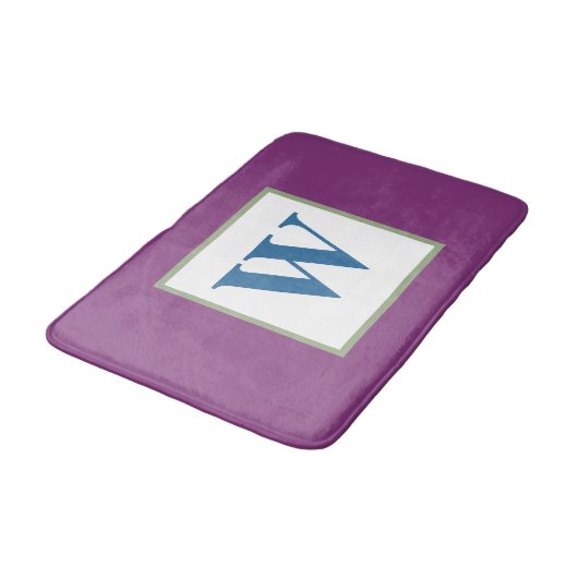 Pruim Groen Blauw Monogram Badmat (Gekanteld)