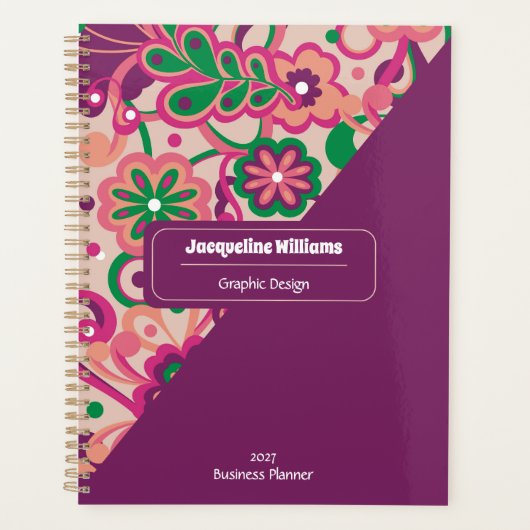 Pruim Groovy Psychedelische Jaren 60 70 Bloemig  Planner (Voorkant)