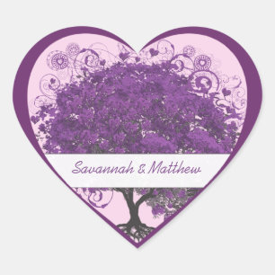Pruim Hart Blad Boom Trouwzegel Sticker