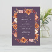 Pruim Herfst Bloemrijke Bruiloft Romance Kaart (Staand voorkant)