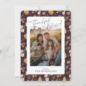 Pruim herfst gemustert Thanksgiving fotokaart Kaart (Voorkant)