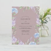 Pruim Hortensia Eucalyptus Bruiloft Kaart (Staand voorkant)