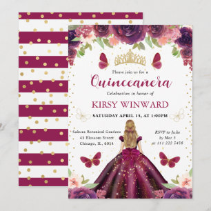 Pruim Jurk Blond Prinses Quinceanera Kaart