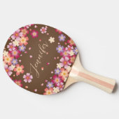 Pruim & Kersenbloesem op Herfst Bruin Tafeltennisbatje (Zijkant)
