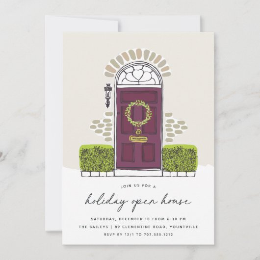 Pruim Kerstmisdeur | Kerstvakantie Open Huis Kaart (Voorkant)